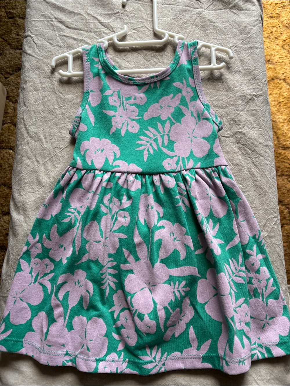 Cat & Jack Green/Light Pink Floral Tank Dress